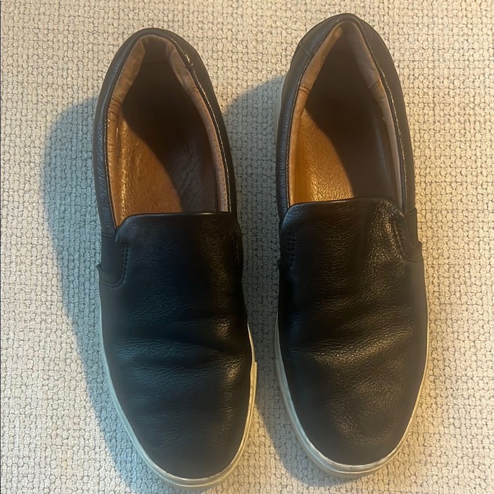 Frye Ivy Black Leather Slip-On Shoes
